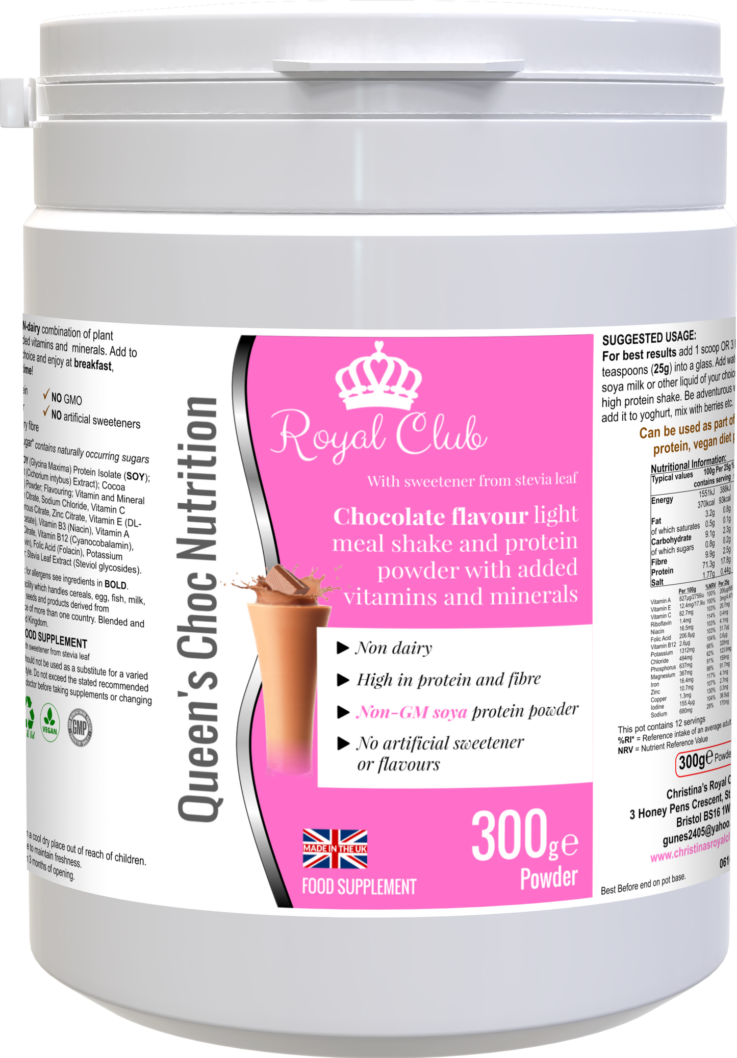 Queens chocolate nutrition shake